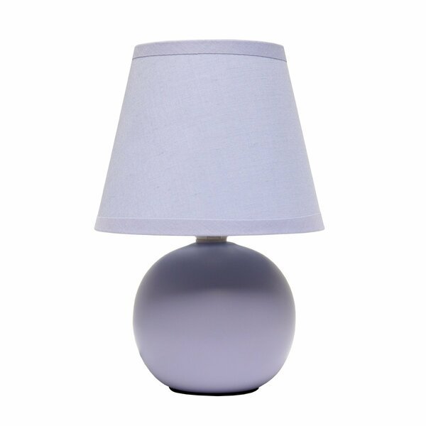 Traditional Petite Ceramic Orb Base Table Desk Lamp with Matching Tapered Drum Fabric Shade, Purple, Creekwood Home, Mfr#: CWT-2004-PR